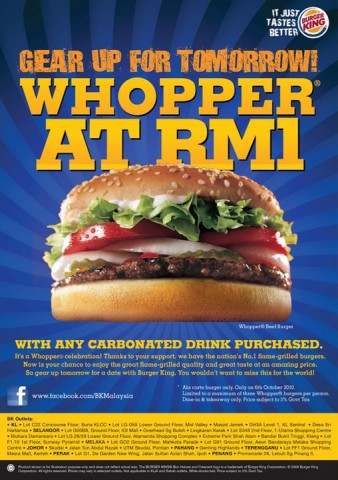 Latest Promotion From Burger King Promenade 28 Jelutong Penang